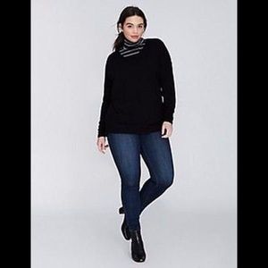 Lane Bryant V-neck Tunic Sweater Black 26-28